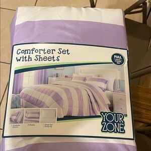 Your Zone Lavender and White Comforter Set